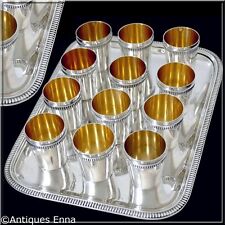 Copos de licor franceses raros de prata esterlina ouro 18k 12 peças com bandeja neoclássica comprar usado  Enviando para Brazil