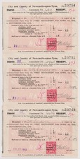 Usado, Cidade e Conselho de Newcastle 1913 3 x recibos fiscais com selos comprar usado  Enviando para Brazil