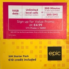 Sim card epic usato  Spedire a Italy