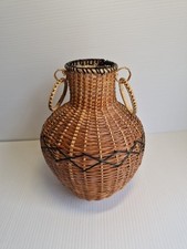 Vaso de vime vintage bambu rattan boho chique vaso de flores artesanal comprar usado  Enviando para Brazil