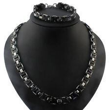 Juego de Collar y Pulsera de Cadena Bizantina Negro Joyería de Acero Inoxidable para Hombre segunda mano  Embacar hacia Mexico
