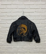 Używany, Vintage Dziecięca chłopięca skórzana kurtka Diesel Brązowa Duże logo Rozmiar M 8-9Y na sprzedaż  PL