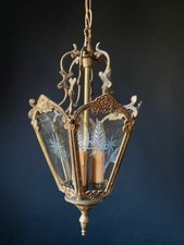 lampadario a lanterna antico italiano anni '60 ottone e vetro, usado comprar usado  Enviando para Brazil
