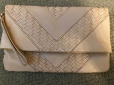 Bolsa clutch nova sem etiquetas Christopher Kon couro genuíno intrecciato tecido aba nude , usado comprar usado  Enviando para Brazil