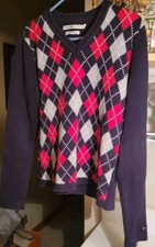 Suéter pulôver de malha arguile vermelho branco e azul TOMMY Hilfiger manga longa l comprar usado  Enviando para Brazil
