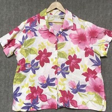 Camisa feminina grama limão 22 blusa de linho rosa tropical colorida manga curta comprar usado  Enviando para Brazil