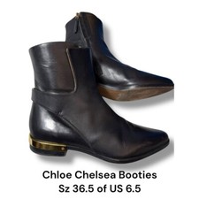 Auténticos Botines Chloe Chelsea Cuero Negro Dorado Italiano Lujo 36.5 6.5 segunda mano  Embacar hacia Mexico