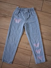 Nowe spodnie jeans dla dziewczynki z nadrukiem motyle na sprzedaż  PL