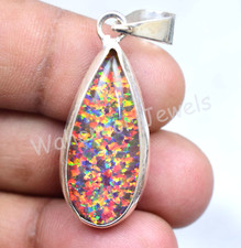 Lindo pingente de prata esterlina 925 23,70 quilates opala fogo natural certificado pera, usado comprar usado  Enviando para Brazil