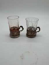 Par antigo de porta-copos de vidro cordial alemão 800 prata licor comprar usado  Enviando para Brazil