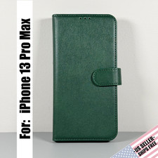 Usado, Capa carteira projetada para iPhone 13 Pro Max - Couro sintético verde escuro | Capa folio comprar usado  Enviando para Brazil