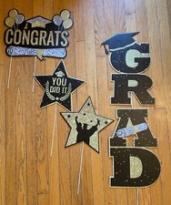 Sinal de Formatura Jardim Decorações ~ Conjunto De 4 Peças-Dourado/Preto/Prata coloração comprar usado  Enviando para Brazil
