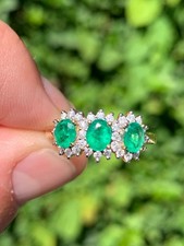 emerald diamond cluster ring for sale  BRIGHTON
