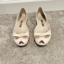 Melissa Queen V Bow Peep Toe Flat Dourado/Creme Feminino Tamanho 8 comprar usado  Enviando para Brazil