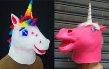 Máscara Halloween látex unicórnio cavalo cabeça animal máscara fantasia festa carnaval comprar usado  Enviando para Brazil