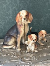 Estatueta de porcelana vintage Beagle cachorro com filhotes em corrente trio Japão comprar usado  Enviando para Brazil