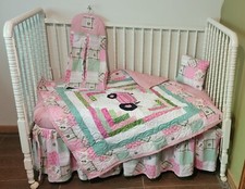 CONJUNTO BERÇO CAMA BERÇÁRIO FEITO/W TECIDO ROSA JOHN DEERE MADRAS comprar usado  Enviando para Brazil