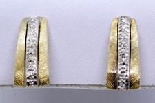 Brincos forrados de cetim escovado canal ilusão ouro 14K 2 tons 2g (LP1095111) comprar usado  Enviando para Brazil