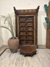 Usado, Bajot de mesa de centro baixo de madeira feito à mão | Decoração rústica de banquinho indiano Chowki comprar usado  Enviando para Brazil
