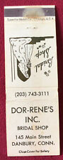 Capa Matchbook Dor-Rene’s Inc. Bridal Shop Danbury Connecticut, usado comprar usado  Enviando para Brazil