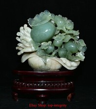 Usado, Estátua de romã cesta flores fengshui esculpida em jade natural Xiu 11,4" China comprar usado  Enviando para Brazil
