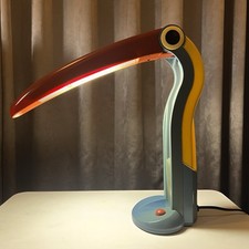 Abajur de mesa azul vermelho tucano por H. T. Huang década de 1980 vintage meados do século luz moderna, usado comprar usado  Enviando para Brazil