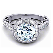 Usado, Anel de noivado de diamante moissanita azul branco corte redondo 3,04 ct Vvs1 prata 925 comprar usado  Enviando para Brazil