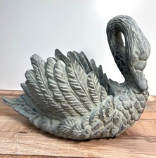 Plantador de cisnes resistente StoneLook com detalhe de pena intrincado e furo de drenagem, usado comprar usado  Enviando para Brazil