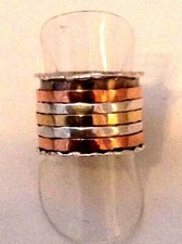 SUPER ANILLO DE ORO AMARILLO EN PLATA CON AROS ROTATIVOS PARA COMPROMISO  comprar usado  Enviando para Brazil
