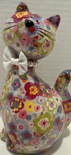 Cofrinho Pomme Pidou gato cerâmica floral primavera cesta de Páscoa colorida 8,5” comprar usado  Enviando para Brazil