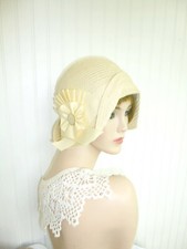 Chapéu Cloche Reprodução Feminina 1920 Palha Creme Verão Flapper 21 Polegadas Pequeno comprar usado  Enviando para Brazil