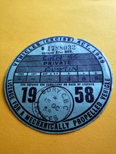 Tax disc 1958 for sale  BIRMINGHAM
