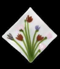 Prato de vidro fundido para bugigangas 7” joias primavera flores buquê prato de sabão decoração comprar usado  Enviando para Brazil