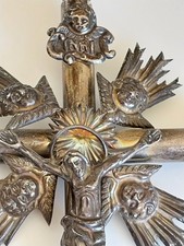 Antique silver crucifix usato  Bari