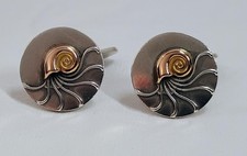 Par de abotoaduras vintage Georg Jensen dois tons prata esterlina Nautilus Dinamarca, usado comprar usado  Enviando para Brazil