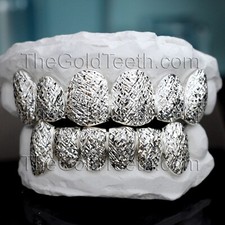 Custom Grillz .925 prata esterlina corte trilhão feito à mão dentes de grelha reais, usado comprar usado  Enviando para Brazil