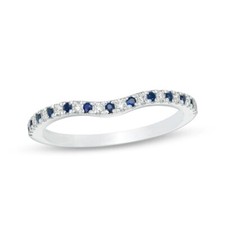 Aliança de casamento Vera Wang Love criada em laboratório com contorno de diamante e safira em prata 925, usado comprar usado  Enviando para Brazil