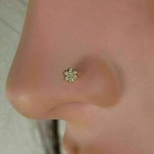 Piercing de pasador de nariz con tornillo de diamante natural GH SI redondo de 0,08 quilates de oro amarillo de 14 quilates segunda mano  Embacar hacia Mexico