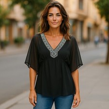 Blusa Kimono White House Black Market Frisada Decote V com Amarrar Cintura Pequena comprar usado  Enviando para Brazil