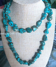 Colar de contas de pedra preciosa irregular azul turquesa natural genuíno 10x15mm 18-36"  comprar usado  Enviando para Brazil