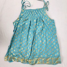 Camisa regata infantil feminina Gap sem mangas azul e dourada brilhante tamanho grande G algodão comprar usado  Enviando para Brazil