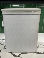 Redmon Vinil Tecido Lavanderia Roupas Cesto Cesto Tampa Acolchoada 18" Branco comprar usado  Enviando para Brazil