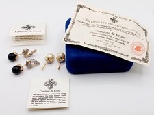 Vintage Camrose & Kross Wymienne kolczyki przebite Sztuczna perła Złoty odcień COA na sprzedaż  Wysyłka do Poland