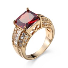 Anel feminino de zircão cúbico vermelho moda banhado a ouro joias de festa tamanho 6-10 comprar usado  Enviando para Brazil