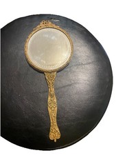 Espelho de mão vitoriano envelhecido vintage dourado floral design de flor imagem na parte de trás comprar usado  Enviando para Brazil