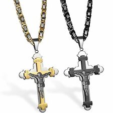 Berloque masculino de aço inoxidável cruz crucifixo Cristo Jesus colar corrente, usado comprar usado  Enviando para Brazil