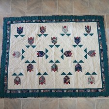 Usado, Colcha de retalhos tulipas 38" X 48" reversível floral algodão cobertor de colo comprar usado  Enviando para Brazil