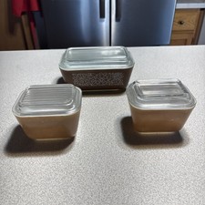 6 pratos de geladeira Pyrex Woodland marrom bronzeado vintage 502/502-C e 501-B/501-C X 2 comprar usado  Enviando para Brazil