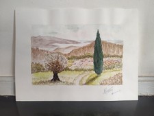 Petite aquarelle décor d'occasion  Brouzet-lès-Alès