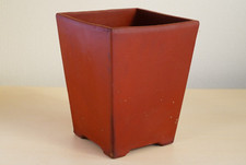 Vaso de bonsai japonês 5,4" (13,7cm) marrom avermelhado vitrificado Kengai-pot quadrado Y610 comprar usado  Enviando para Brazil